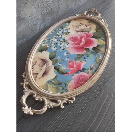 Çiçekli Çay Kahve Tepsisi