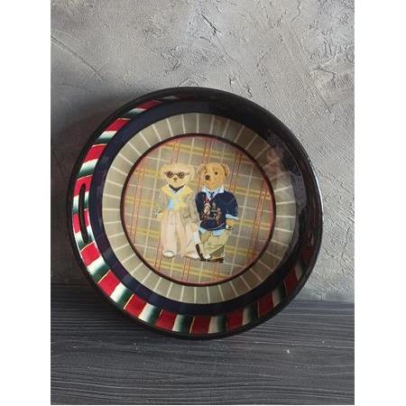 Ayıcıklı El Boyaması Ahşap Tepsi