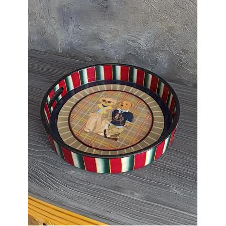 Ayıcıklı El Boyaması Ahşap Tepsi