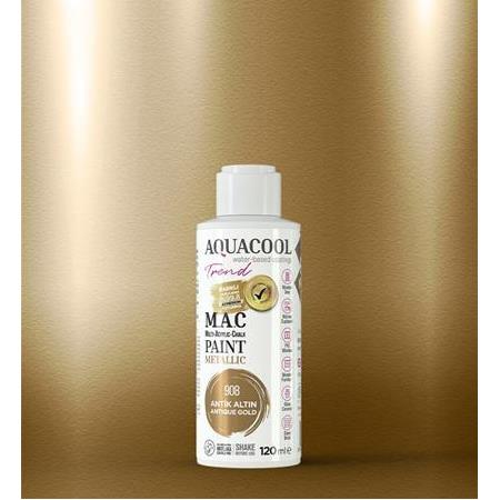 Aquacool Trend Metalik Boya 120 ml - 908 Antik Altın