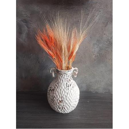 Kulplu Antik Beyaz Vazo